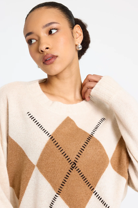 Relaxed Argyle Sweater