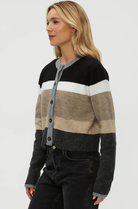 Fiona Stripe Crewneck Cardigan