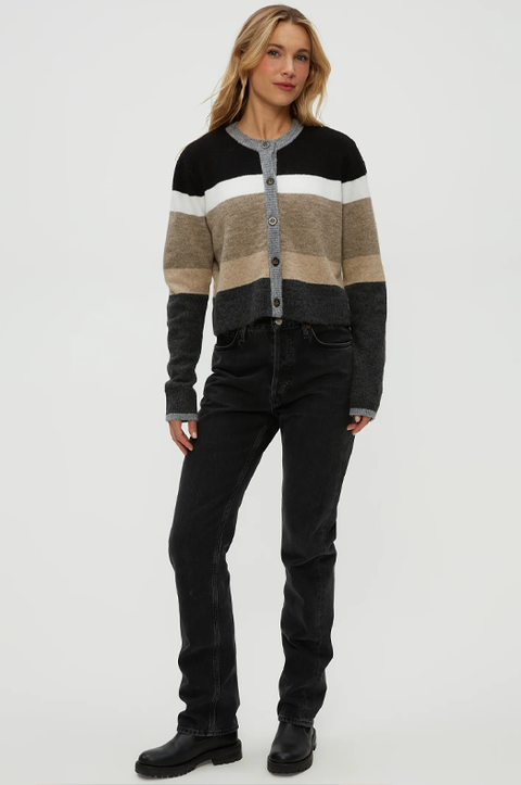 Fiona Stripe Crewneck Cardigan