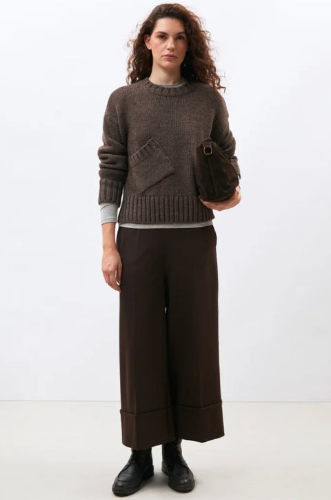 Taupe Long Sleeve Round Neck Sweater