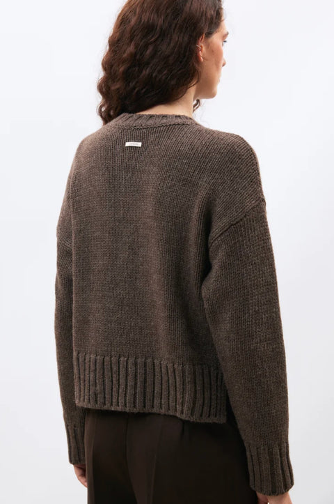 Taupe Long Sleeve Round Neck Sweater