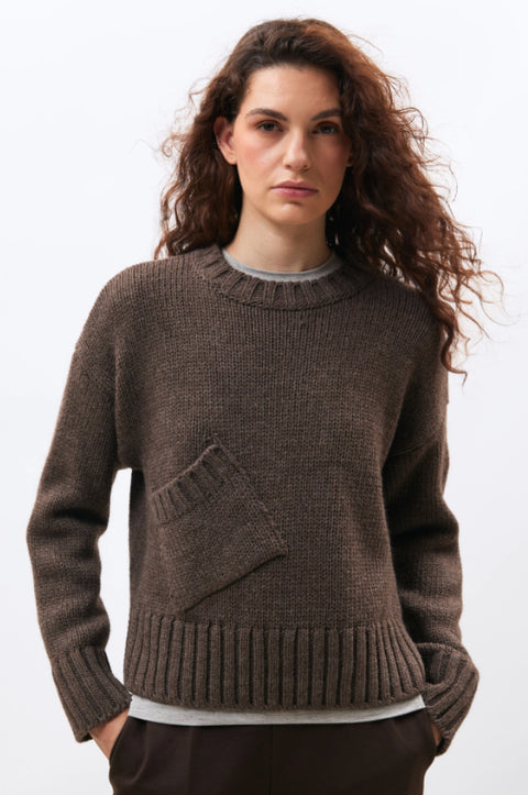 Taupe Long Sleeve Round Neck Sweater