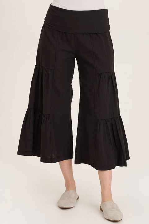 Linen Side-Tier Wide Leg Palazzo