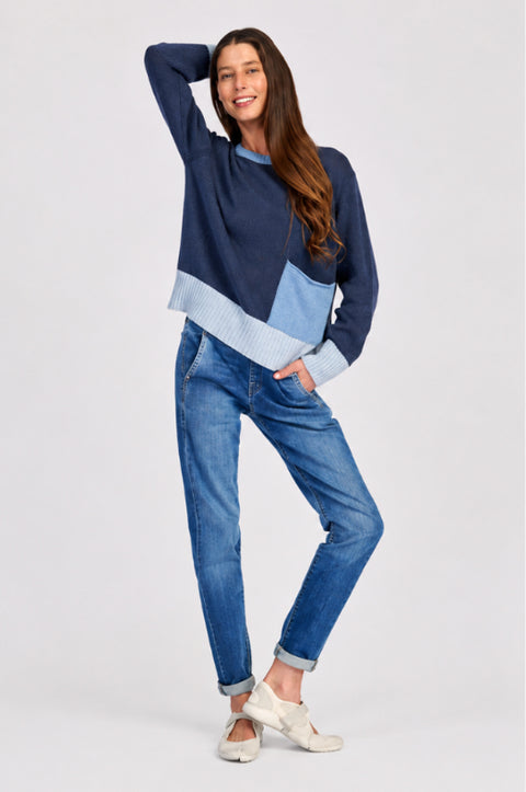 Color Block Cotton Sweater