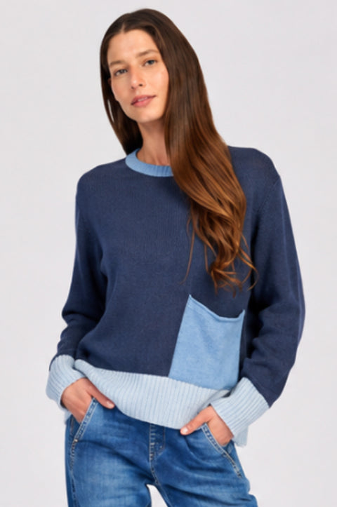 Color Block Cotton Sweater