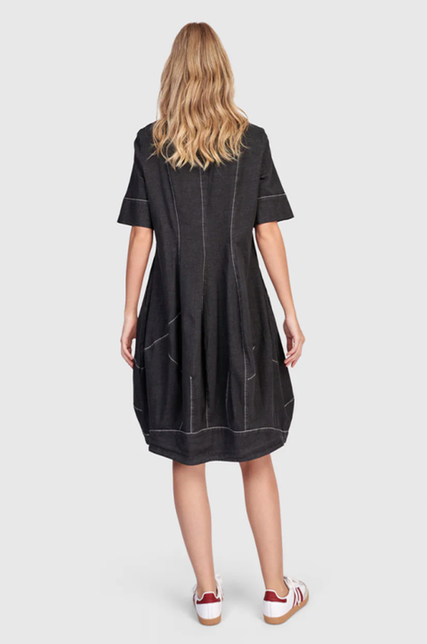 Barb Denim Shirt Dress in Black