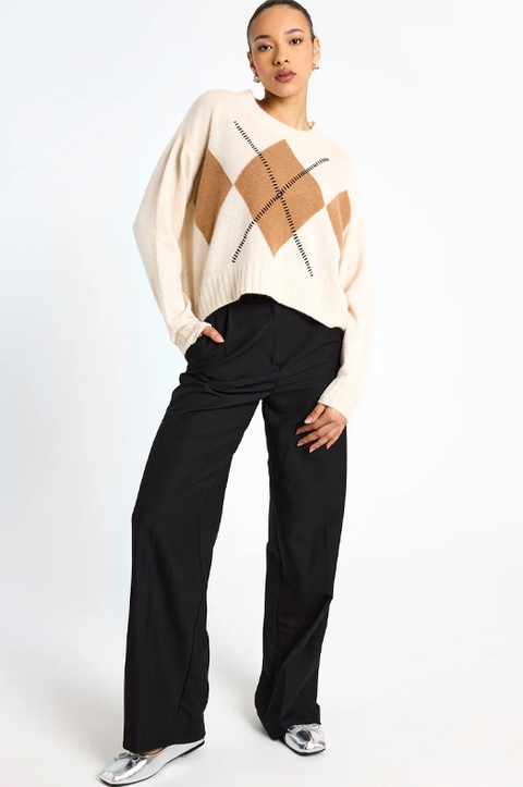 Relaxed Argyle Sweater