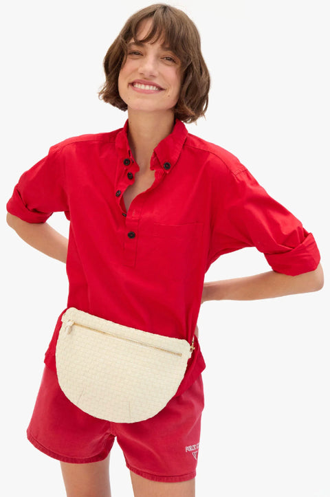 Grande Fanny Woven Cream Checker Handbag