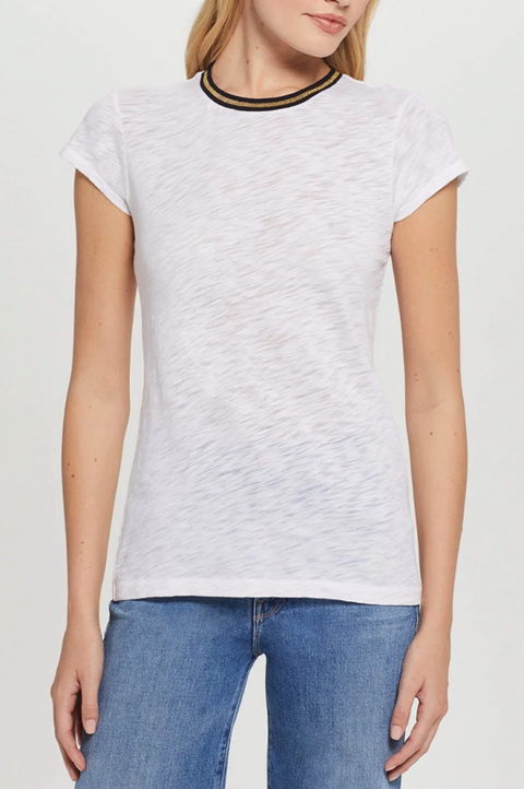 Metallic Tipped Ringer Tee
