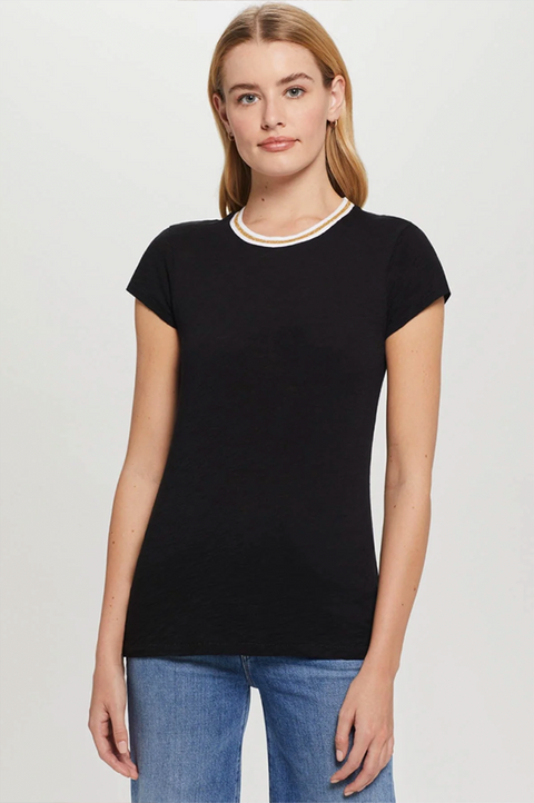Metallic Tipped Ringer Tee