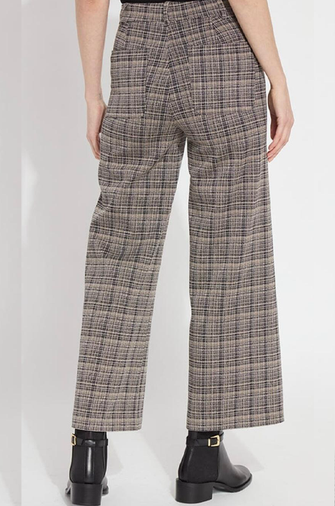 Jacquard Wide Leg Plaid Pant