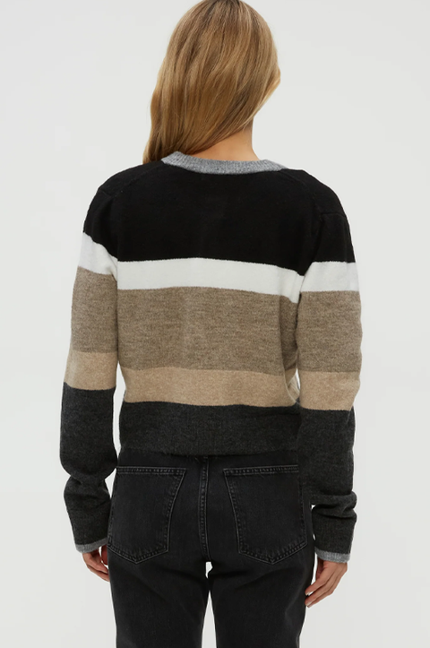 Fiona Stripe Crewneck Cardigan