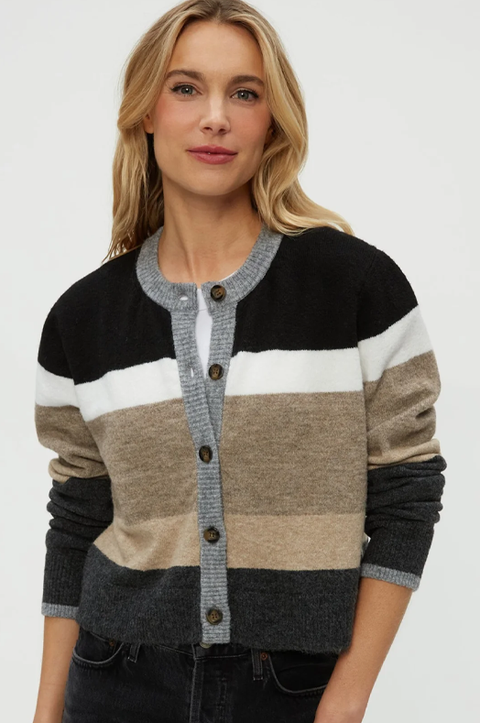 Fiona Stripe Crewneck Cardigan
