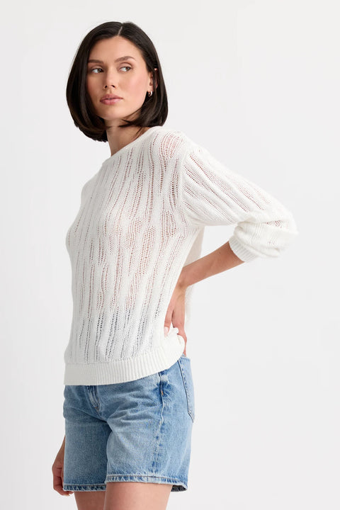 Carrick Crewneck Open Knit Sweater