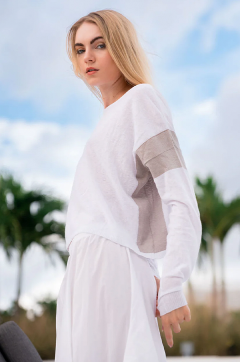 Pima Linen 2 Tone Knit Sweater