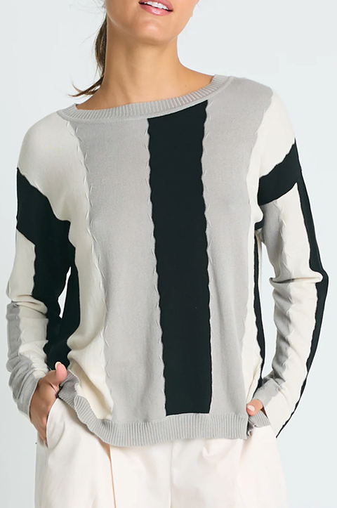 Pima Cotton Ric-Rac Crewneck Sweater