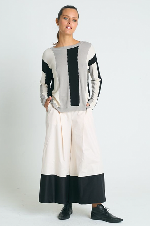 Pima Cotton Ric-Rac Crewneck Sweater