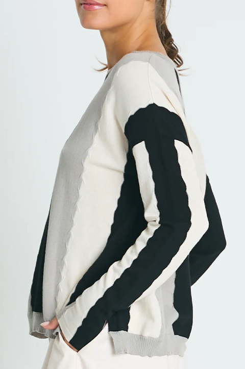 Pima Cotton Ric-Rac Crewneck Sweater