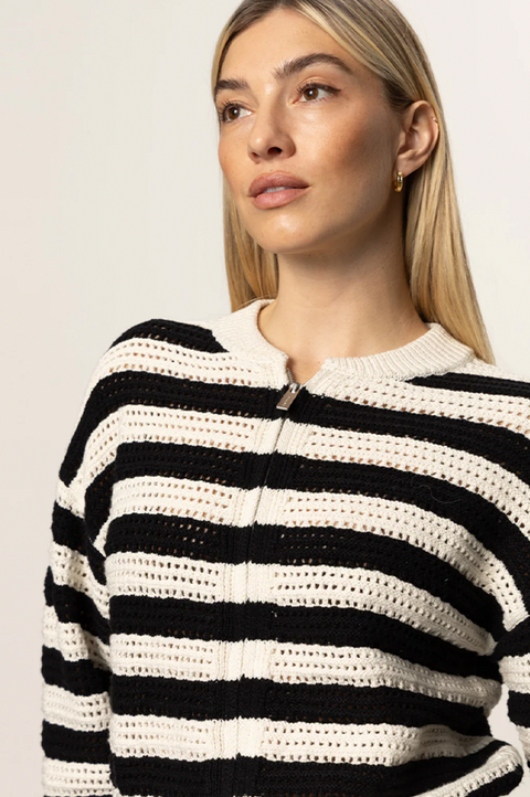 Open Knit Bomber Jacket