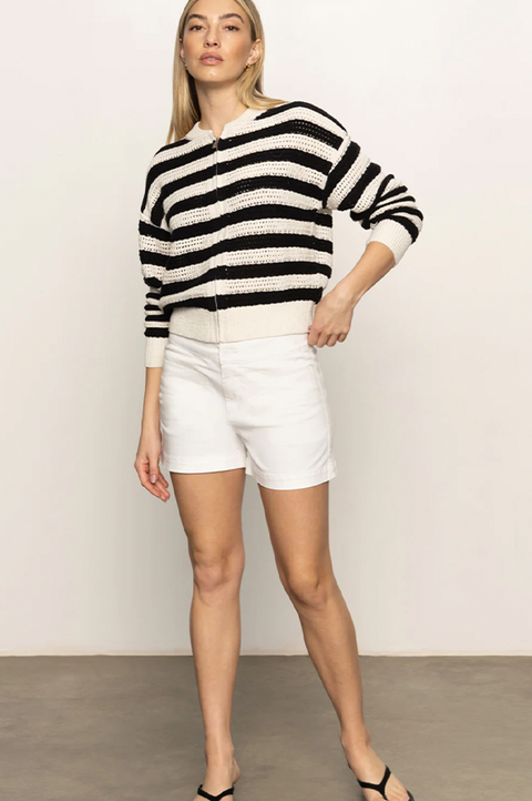 Open Knit Bomber Jacket