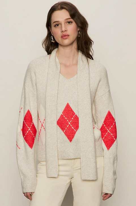 Argyle Scarf Sweater