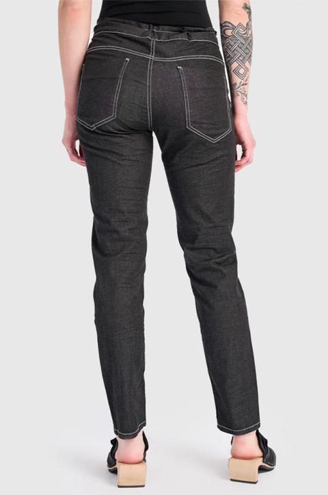 Washed Iconic Stretch Drawstring Jeans in Jet