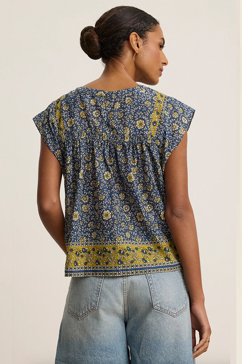 Selene Block Print Floral Top