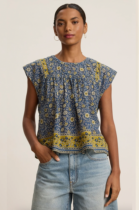 Selene Block Print Floral Top