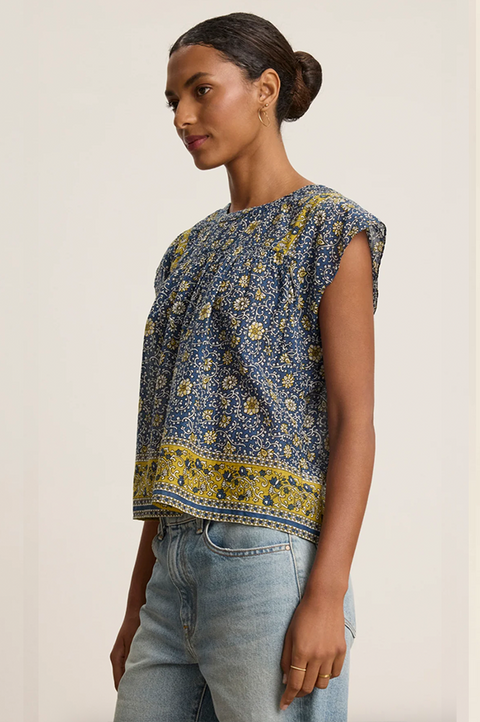 Selene Block Print Floral Top