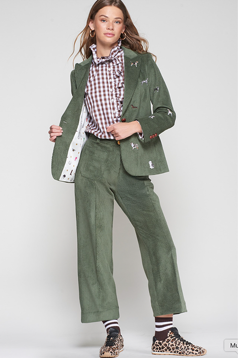 Heather Corduroy Embroidered Dog Jacket