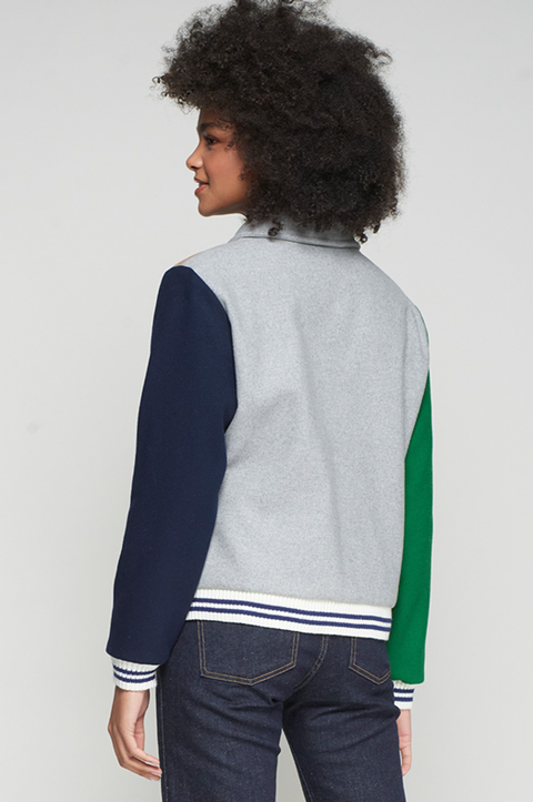 Bomber Wool Jacket with Embroidery
