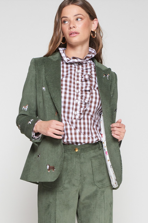 Heather Corduroy Embroidered Dog Jacket