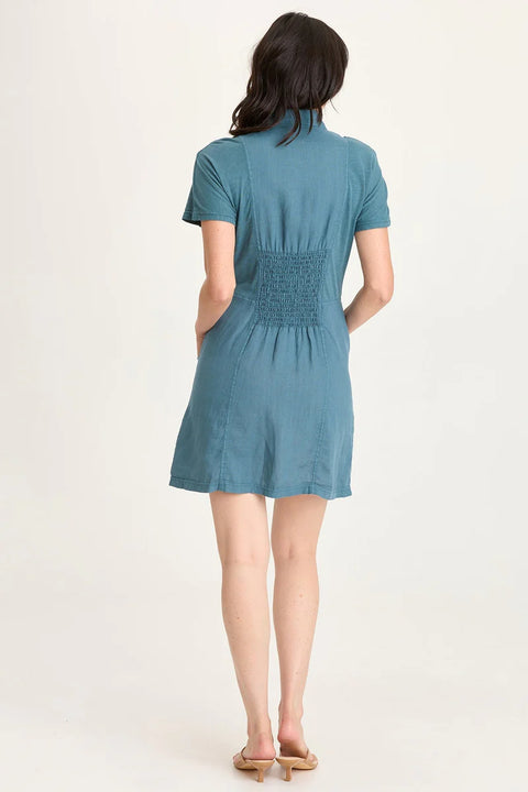 Mikel Linen Snap-Up Collared Dress