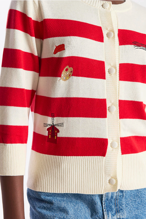 French Embroidery Strip Cardi