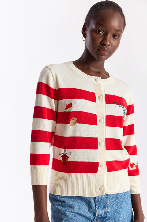 French Embroidery Strip Cardi