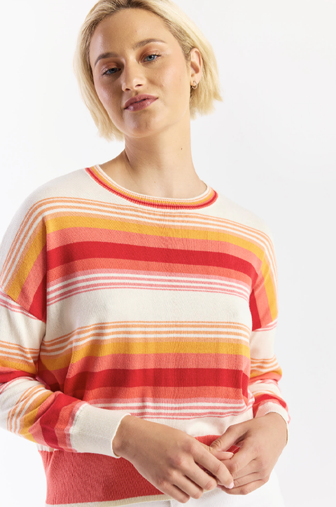 Gradient Stripe Crew Sweater