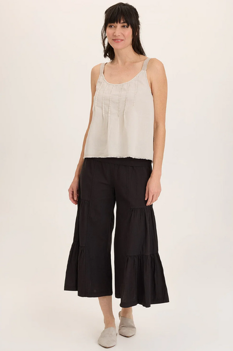 Linen Side-Tier Wide Leg Palazzo
