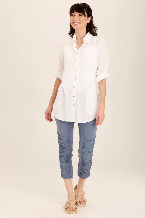 Reporter White Snap Up Shirt