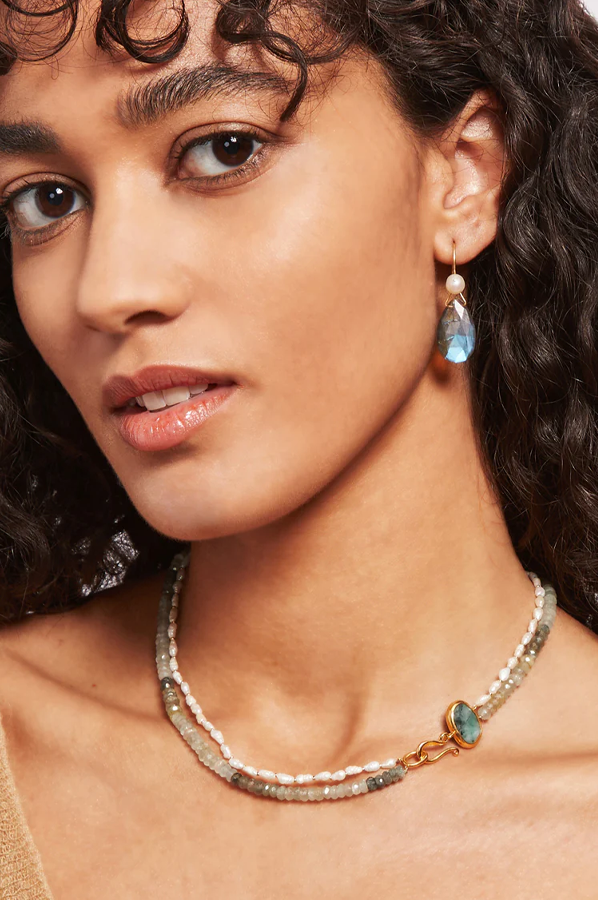 Chan Luu Pearl and Labradorite earrings