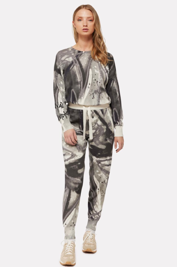 Wispr Grey abstract print pull over sweater